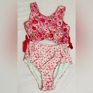 SweetHoney Pink Floral Kids Swim One Piece